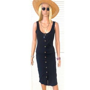 Forever 21 tank top pencil dress with buttons thick black Medium